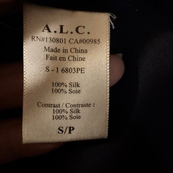 A.L.C. Mini Dress Women's Size Small Striped Geometric Long Sleeve Silk Pockets - Picture 8 of 8